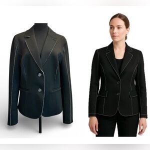 Katherine Barclay Black Blazer with White contrast Stitching single breasted